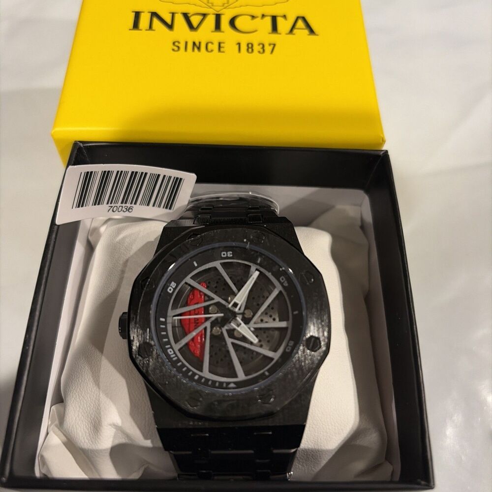 41- Invicta Speedway Rim & Red Caliper Men's 42mm Black Dial Quartz Watch 70036